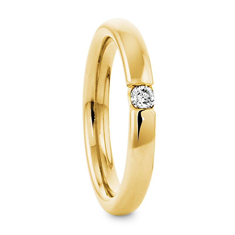 Verlobungsring - Solitaire Gelbgold mit einem Diamanten (0,08 ct.) in Spannring-Optik