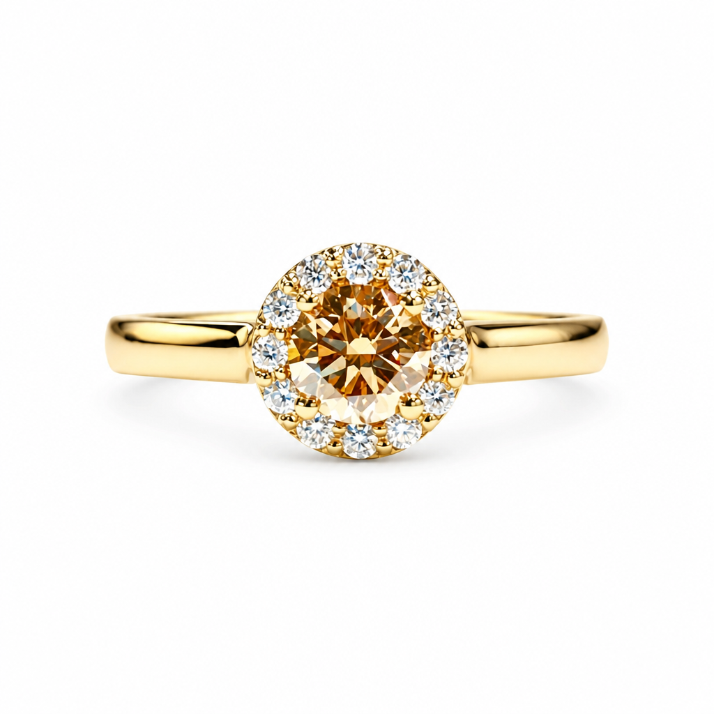 Diamantring - Halo Brown