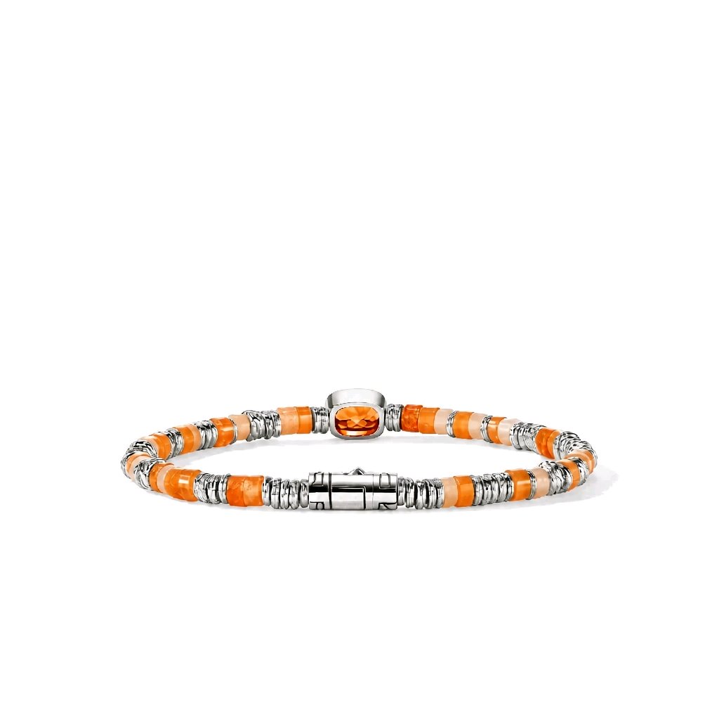 John Hardy Heishi Gem Citrin Armband – Detailaufnahme Citrin-Stein in Silberfassung