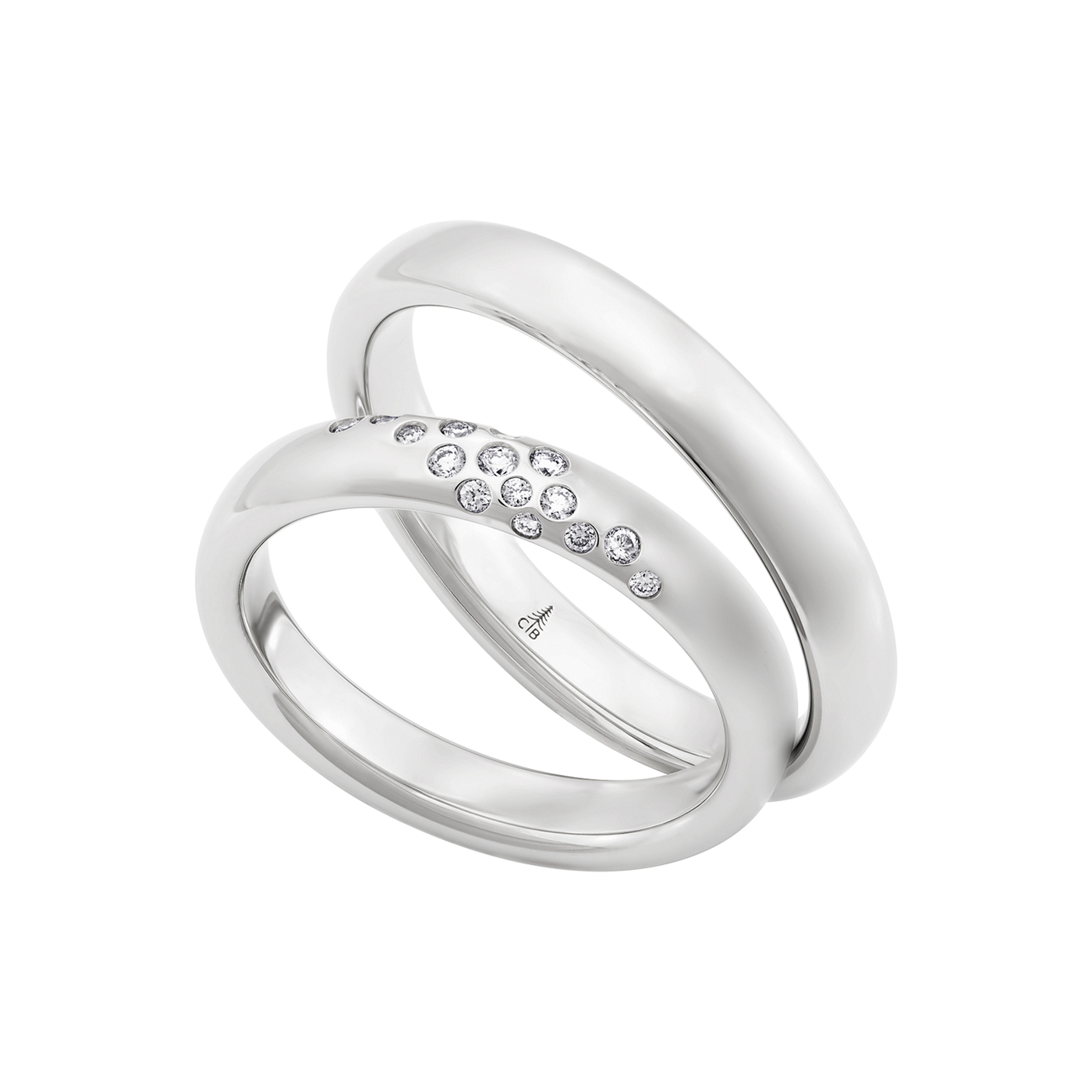 Trauringe - Platin mattiert mit 17 Diamanten (0,105 ct.)