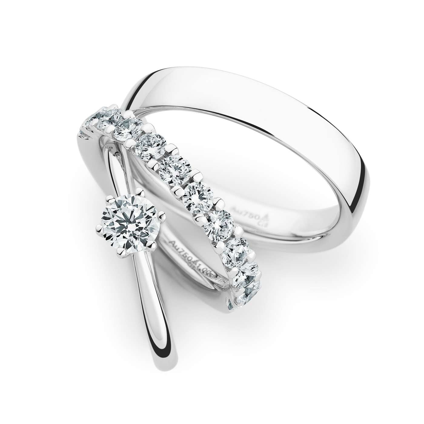 Trauring, Verlobungsring & Memoirering - Platin mit Diamanten