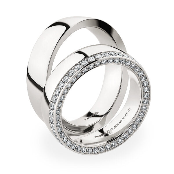 Trauringe - Platin mit 88 Diamanten (0,83 ct.) seitlich und oben gefasst