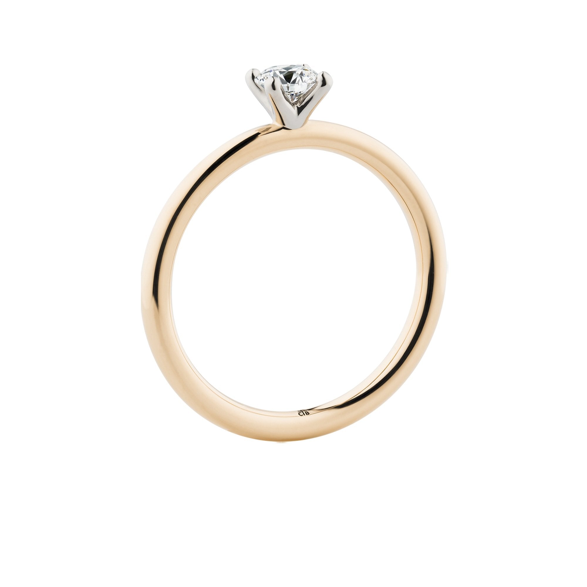 Verlobungsring - Solitaire 4er Krappe Bicolor mit Diamant (0,50 ct.)