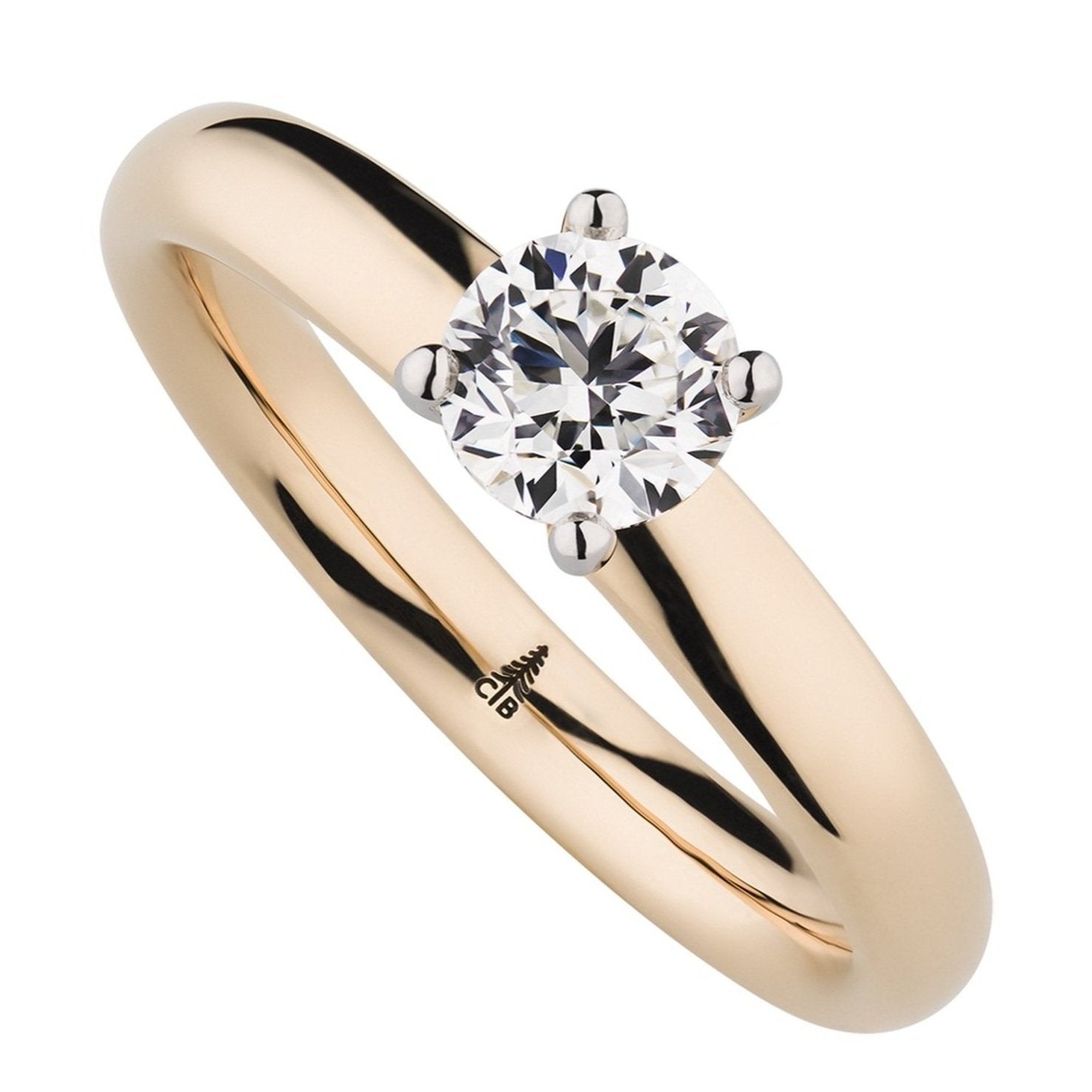 Verlobungsring - Solitaire 4er Krappe Bicolor mit Diamant (0,020 ct.)