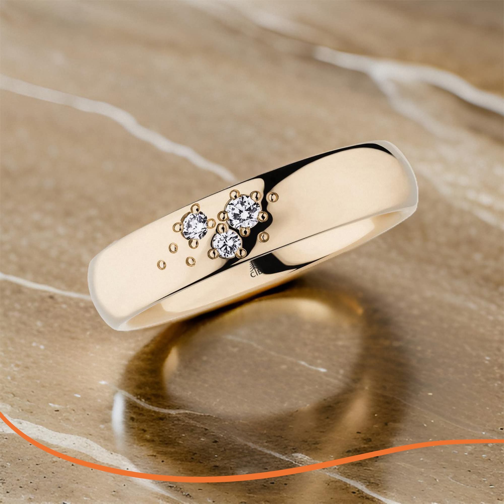 Trauring - Dew Drops - Roségold mit Diamanten