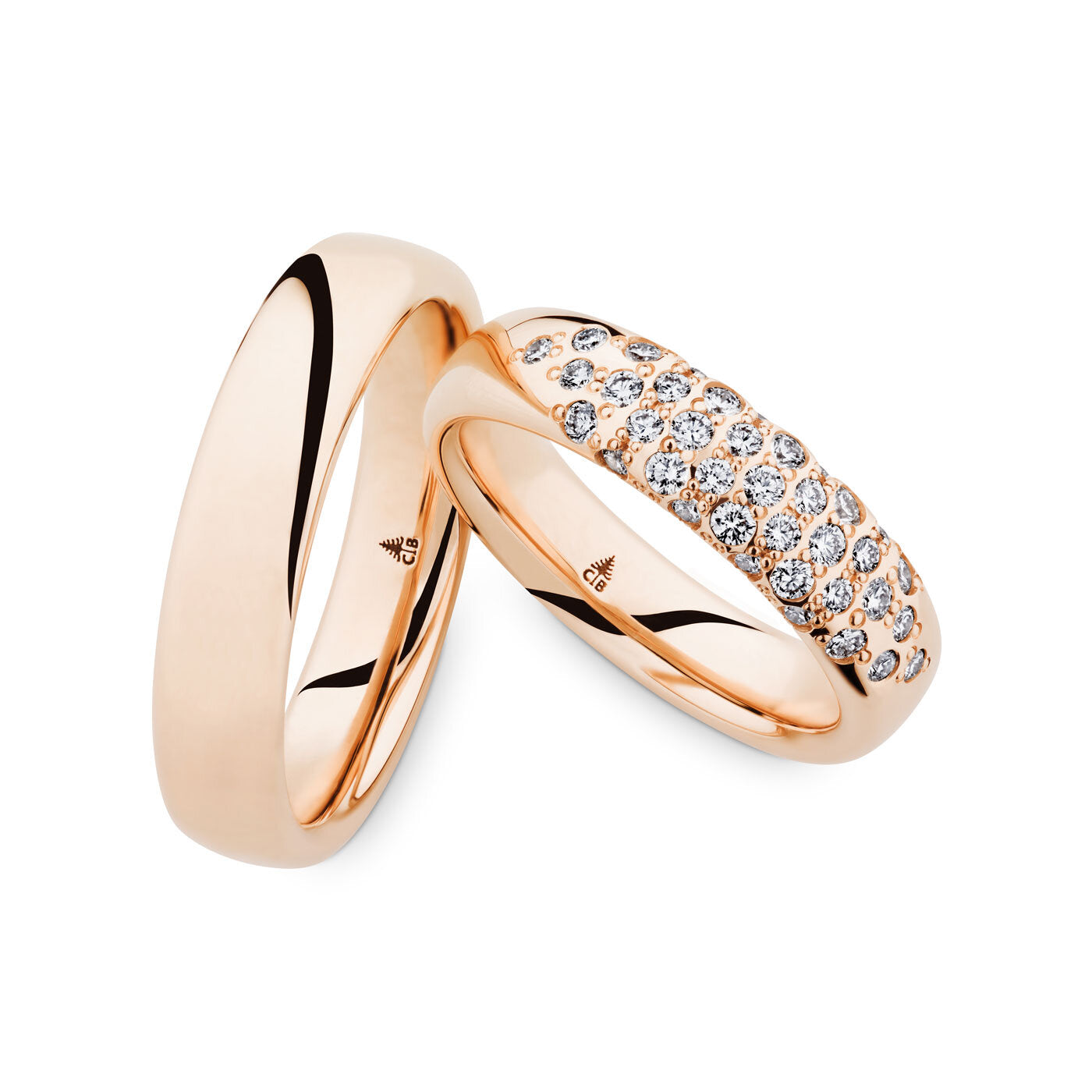 Trauringe - Roségold mit 37 Diamanten (0,48 ct.)