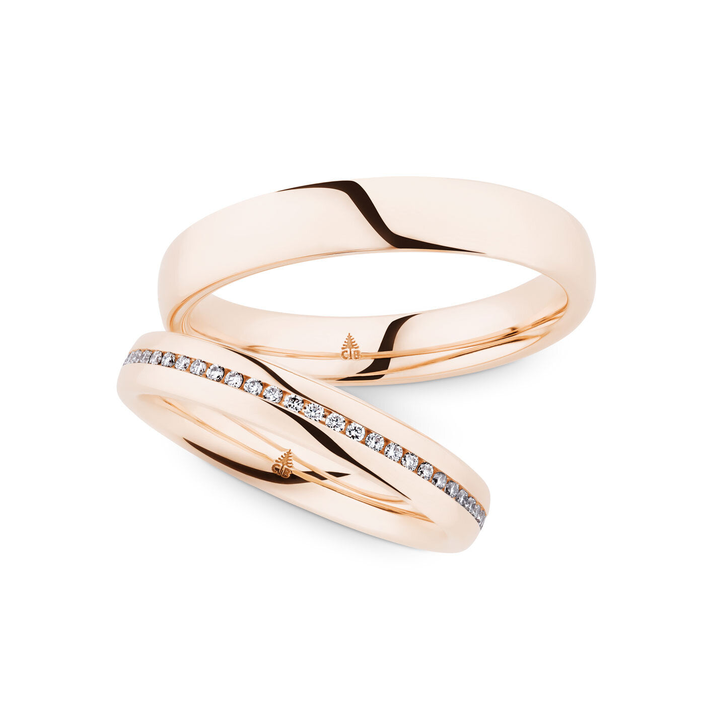 Trauringe - Roségold mit Diamanten in Kanalfassung
