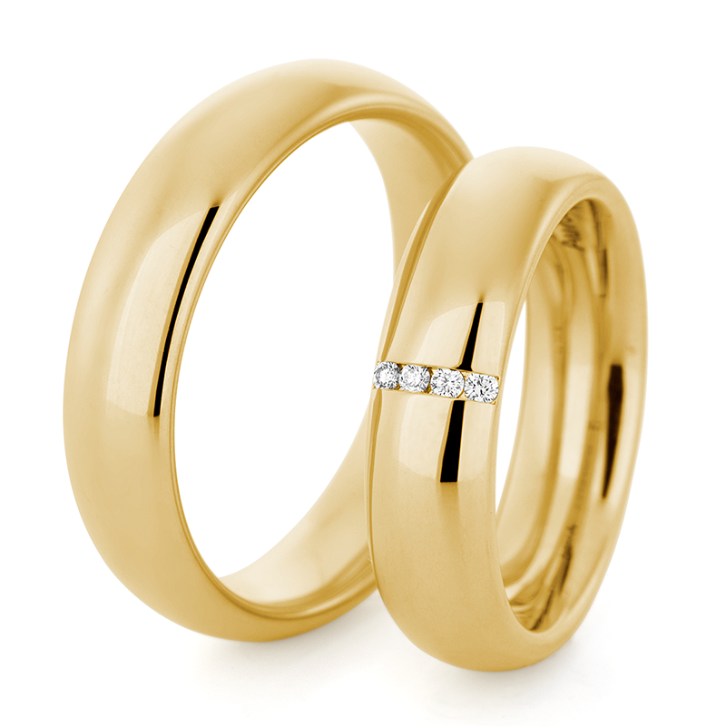 Trauringe - Gelbgold mit 4 Diamanten (0,025 ct.)