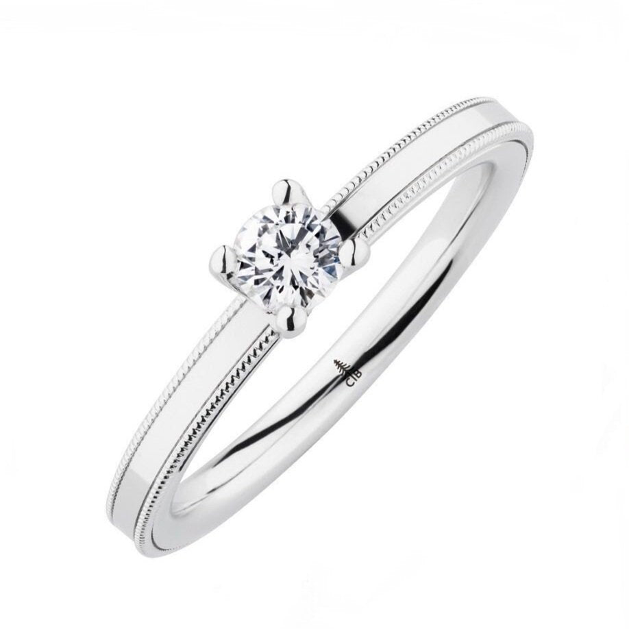 Verlobungsring - Solitaire Milgrain mit Diamant (0,20 ct.)