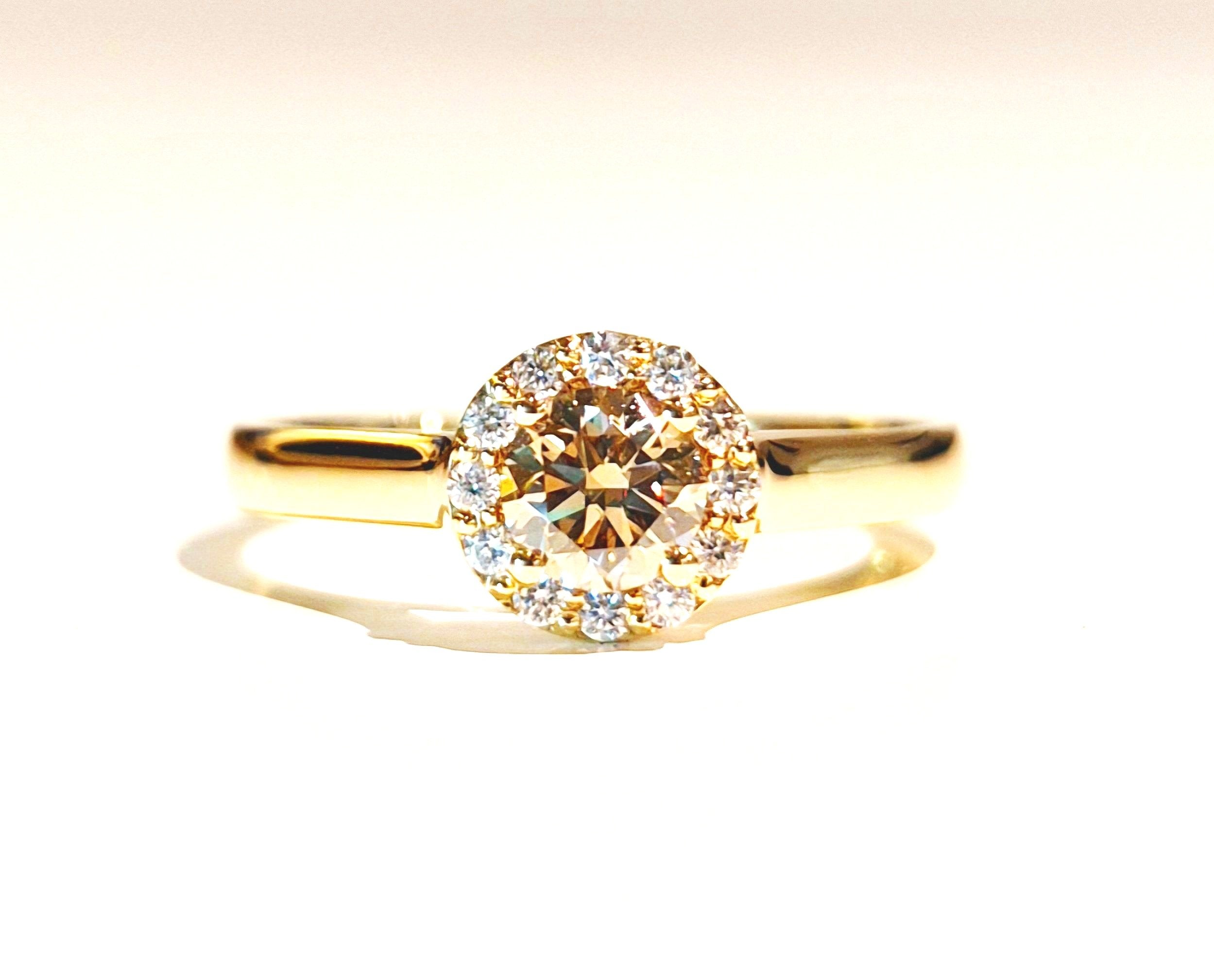 Diamantring - Halo Brown