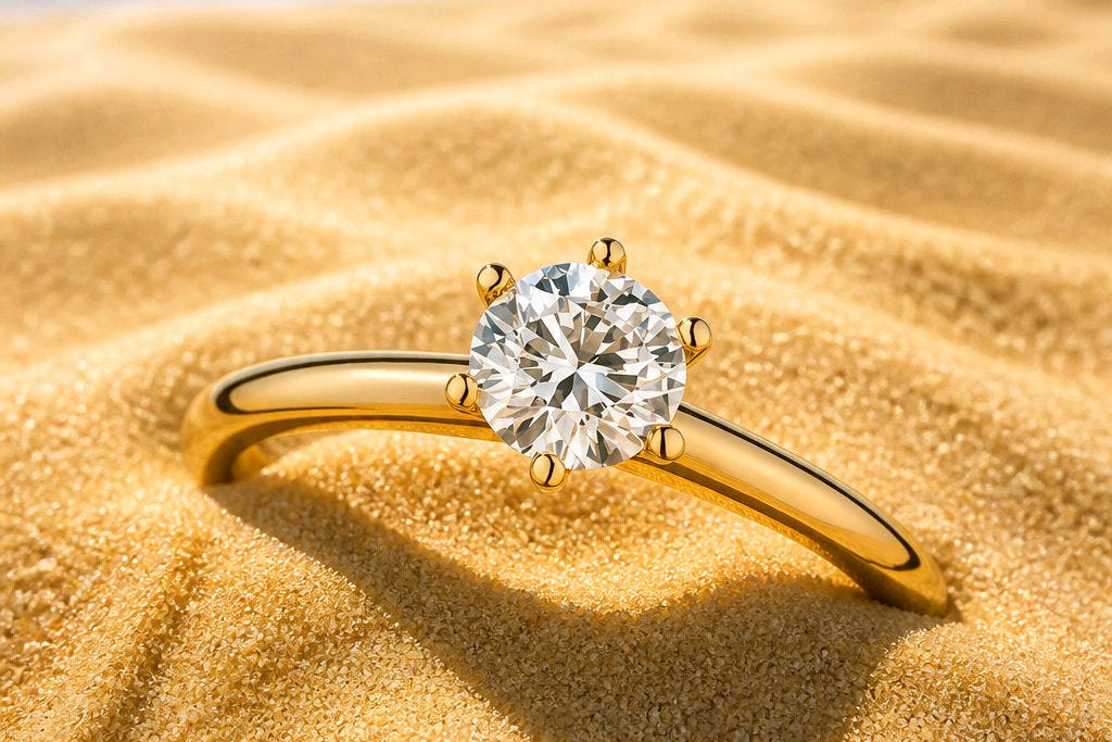 Solitaire in Gelbgold mit Diamant bei Juwelier MARRYING in München
