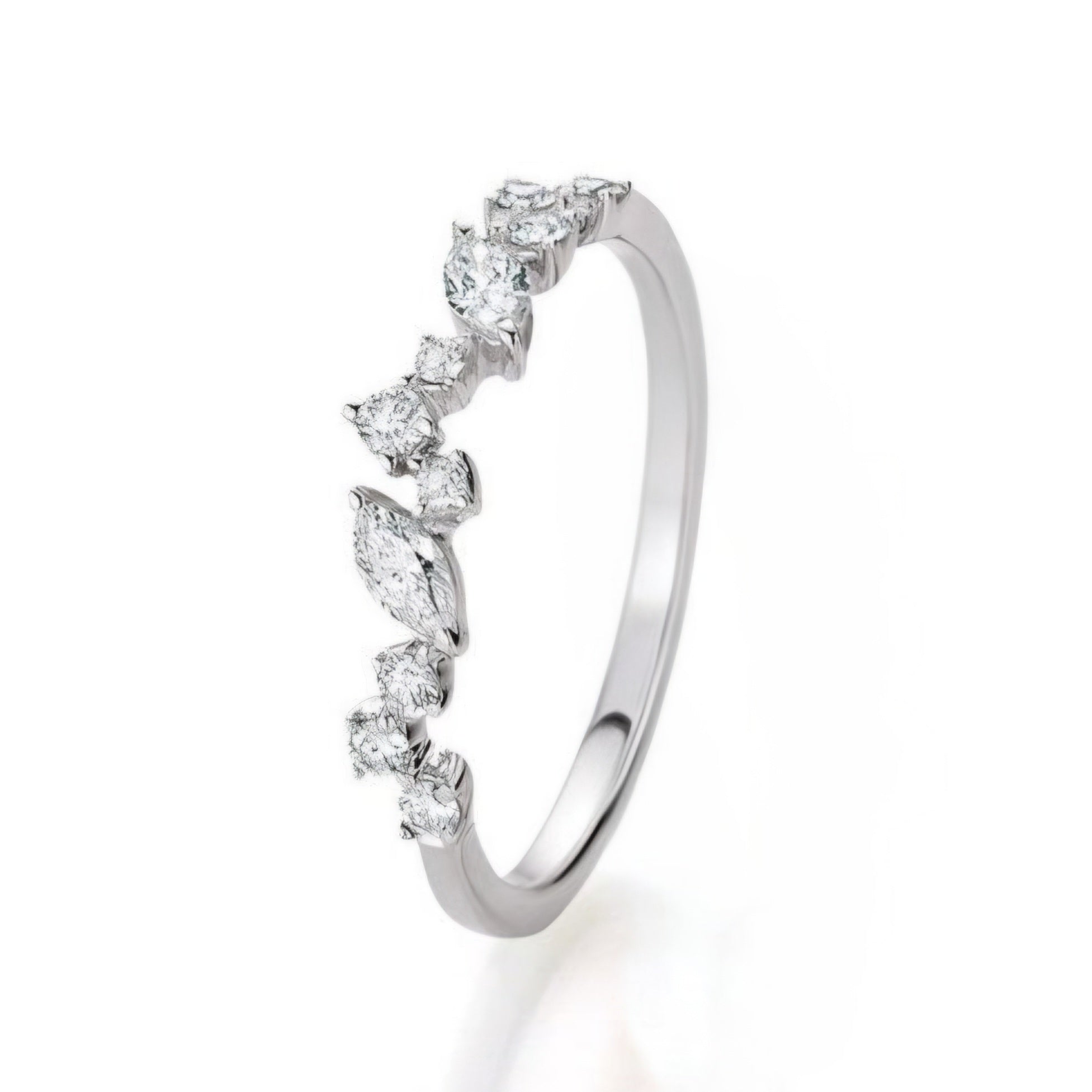Memoireringe - mit Brillant & Navette (0,34 ct. im floralen Design