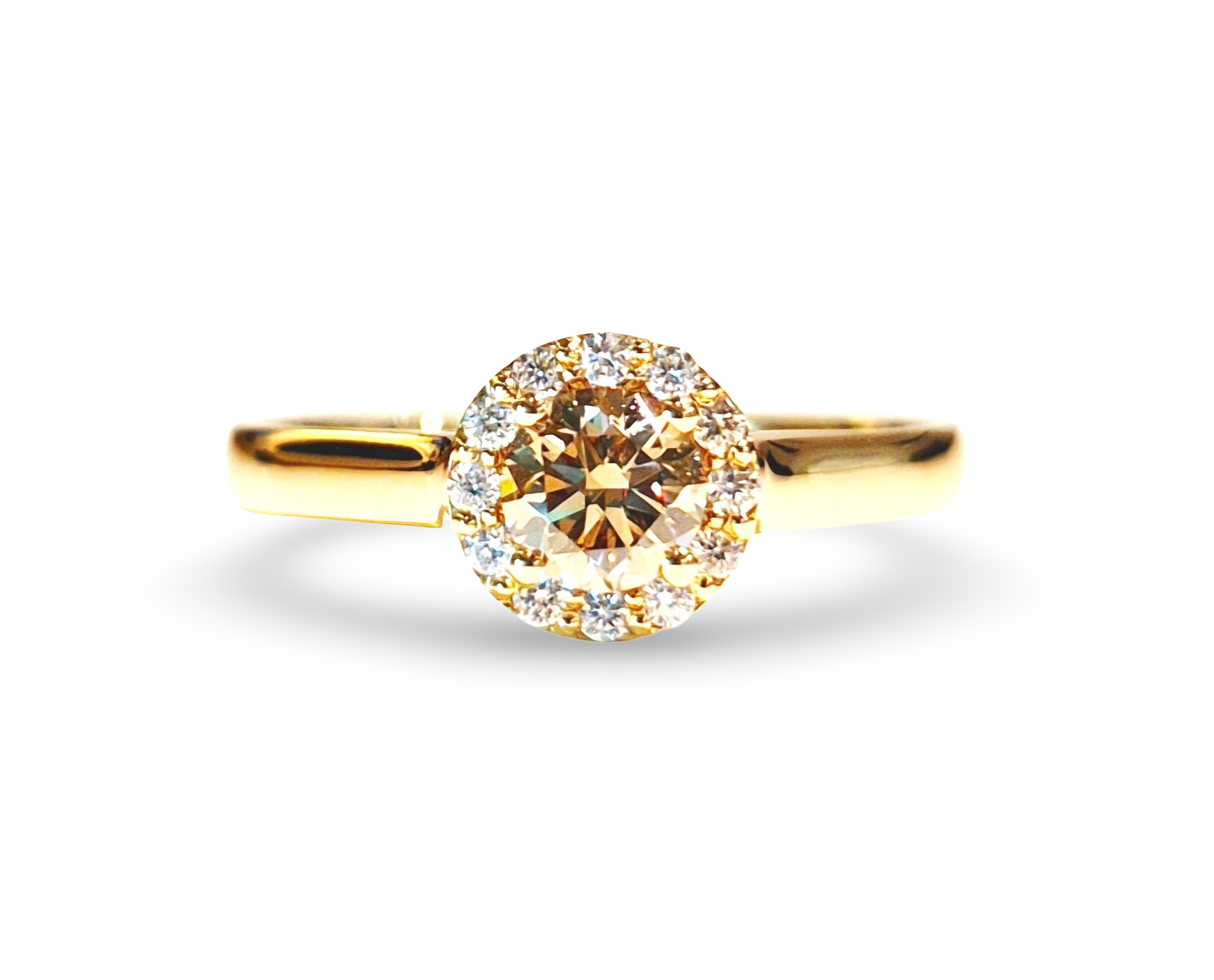 Diamantring - Halo Brown