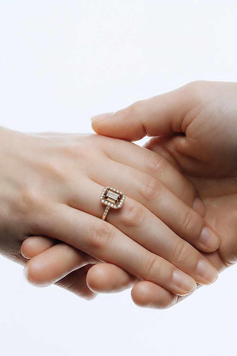 Diamantring - Emerald Cut Brown  (3,44 ct.)