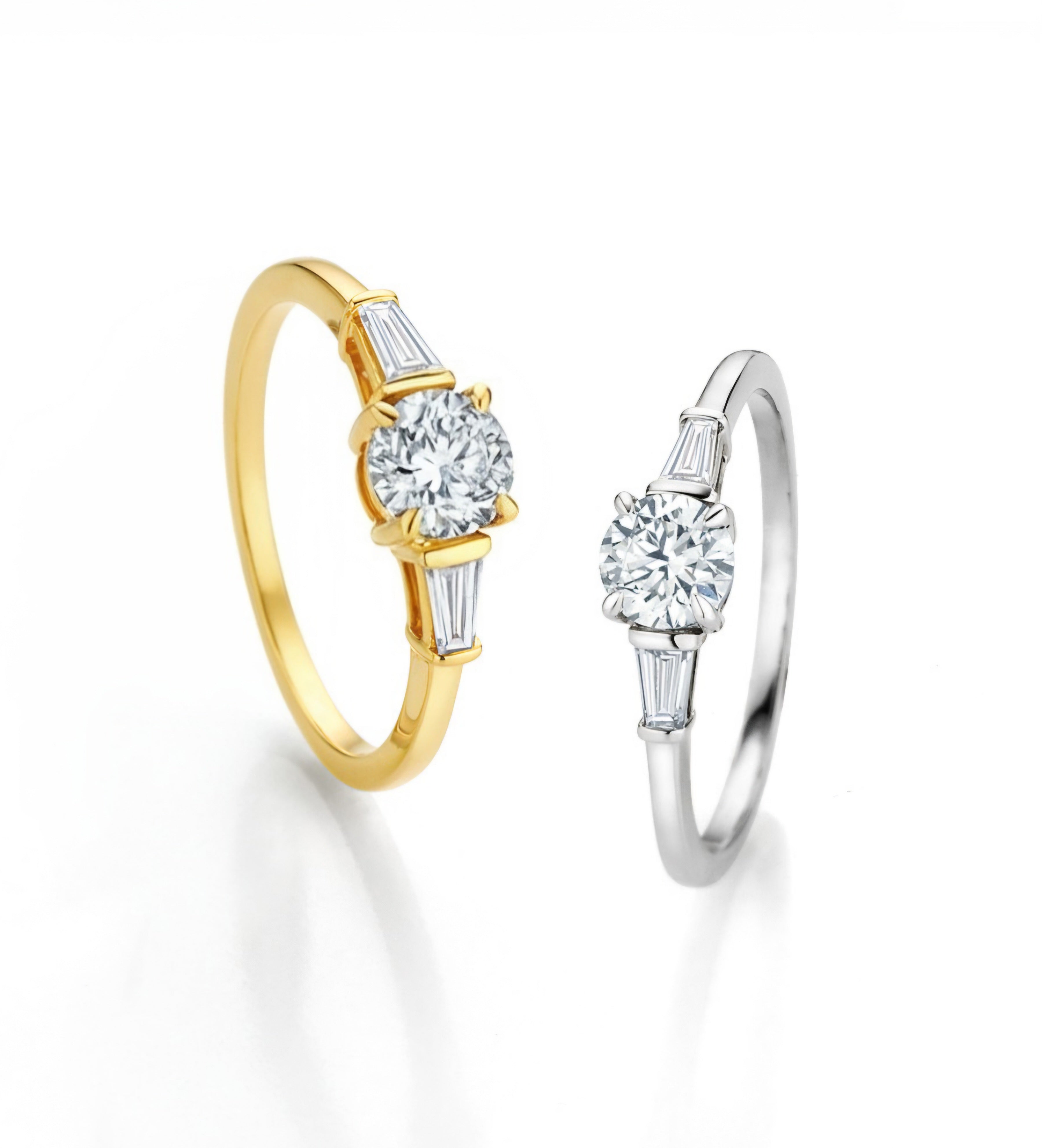 Diamantring - Soli-Memoire (0,92 ct.) mit Baguette-Diamanten