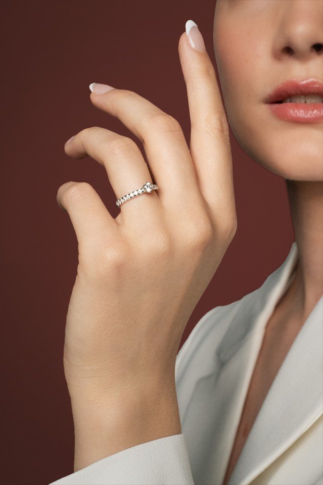 Memoirering - Platin mit 17 Diamanten (0,62 ct.)