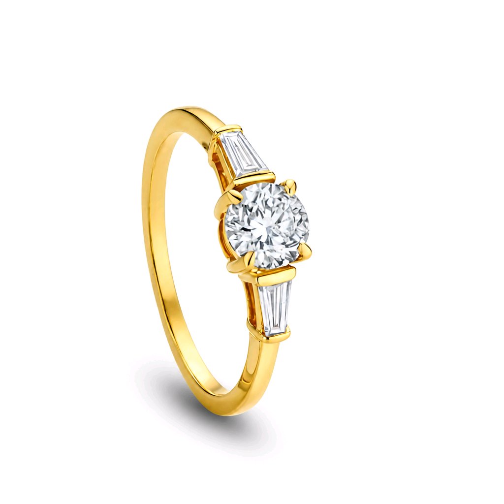 Diamantring - Soli-Memoire (0,92 ct.) mit Baguette-Diamanten