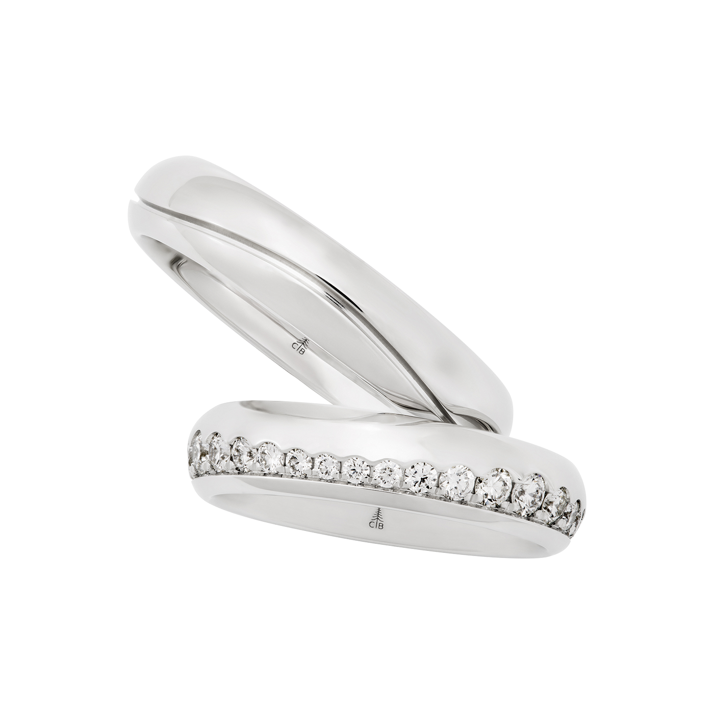 Trauringe - Weißgold mit 33 Diamanten (0,83 ct.)